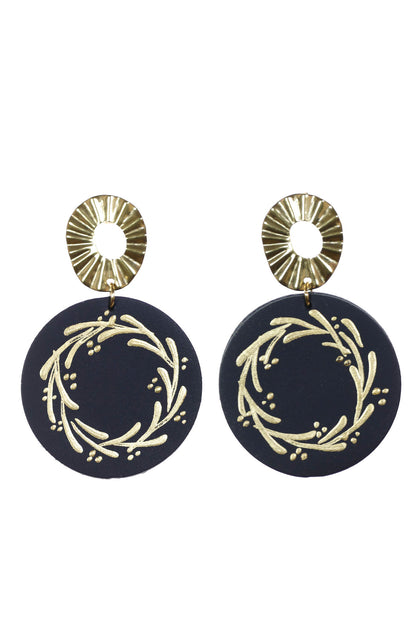 Cercei Geometrici (4 cm) cu foita de aur