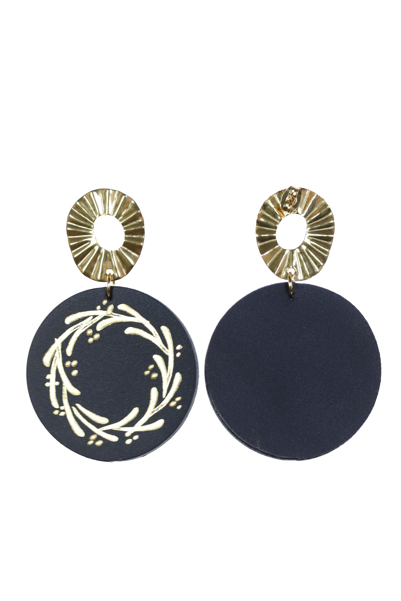 Cercei Geometrici (4 cm) cu foita de aur