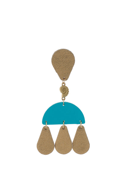 Cercei Geometrici - Auriu + Turcoaz