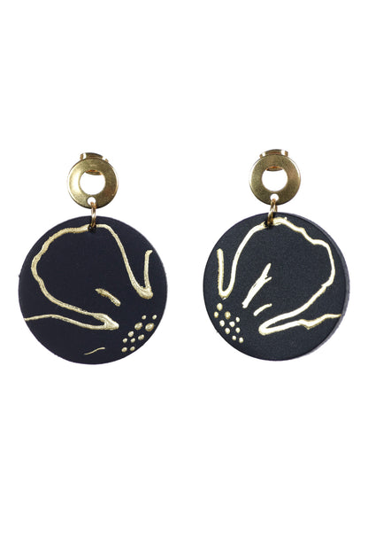 Cercei Geometrici (3 cm) cu foita de aur