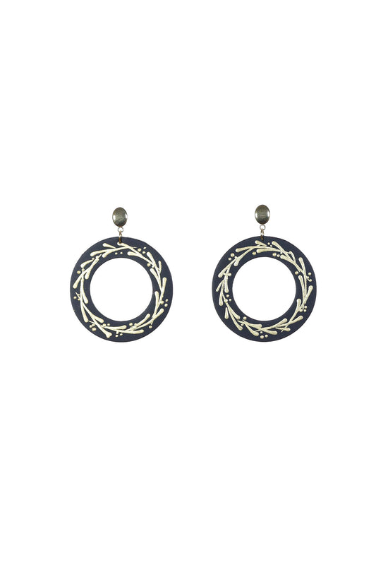 Cercei Geometrici Hoop (5 cm) cu foita de aur