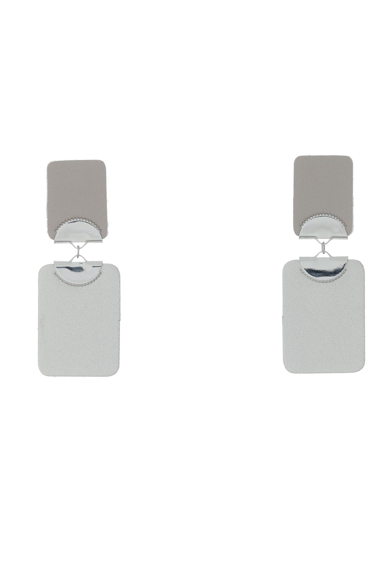 Cercei Geometrici Duo - Taupe + Argintiu