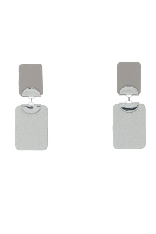 Cercei Geometrici Duo - Taupe + Argintiu