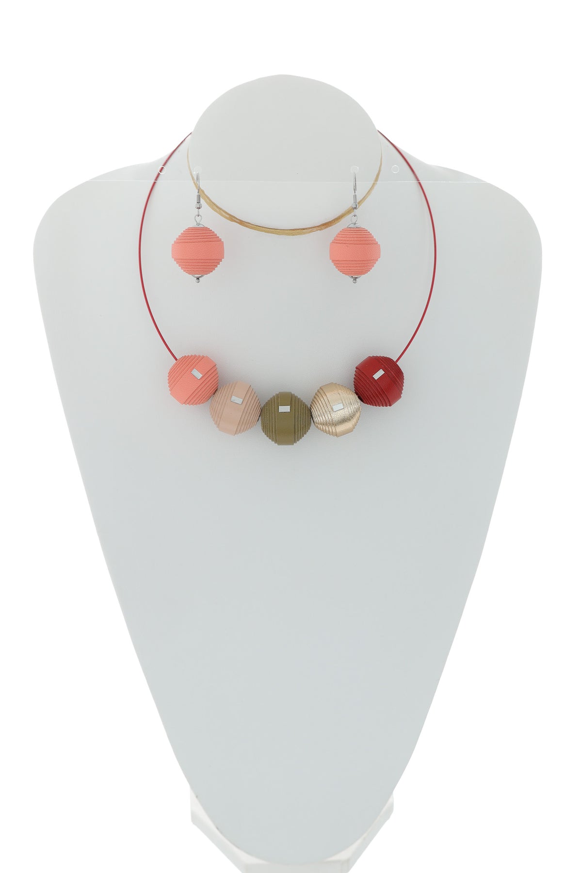 Set Colier + Cercei Leatherbonbon (329) din piele, Multicolor