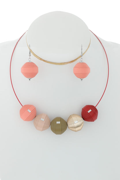 Set Colier + Cercei Leatherbonbon (329) din piele, Multicolor