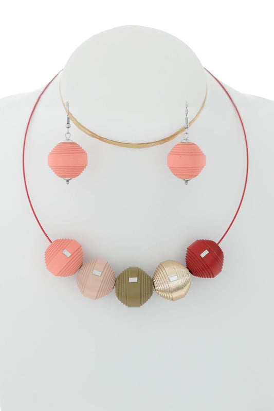 Set Colier + Cercei Leatherbonbon (329) din piele, Multicolor