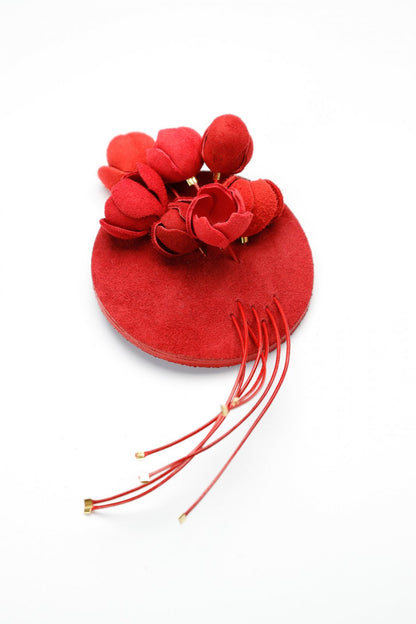 Brosa Blossom - Rosu / piele intoarsa