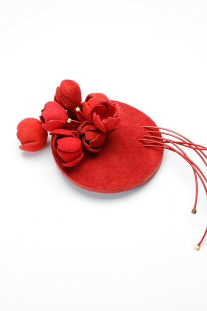 Brosa Blossom - Rosu / piele intoarsa