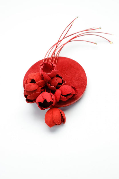 Brosa Blossom - Rosu / piele intoarsa