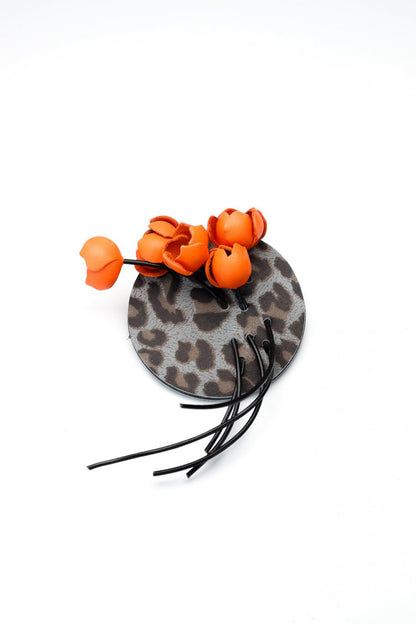 Brosa Blossom - Animal print + Portocaliu