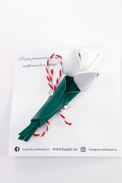 Brosa Buchet de lalele - Alb