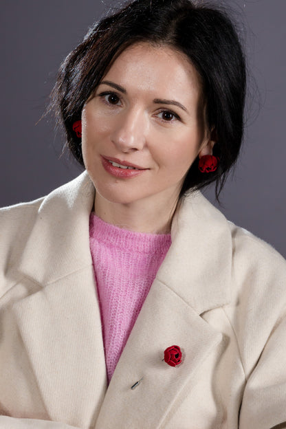 Set brosa si cercei model floral