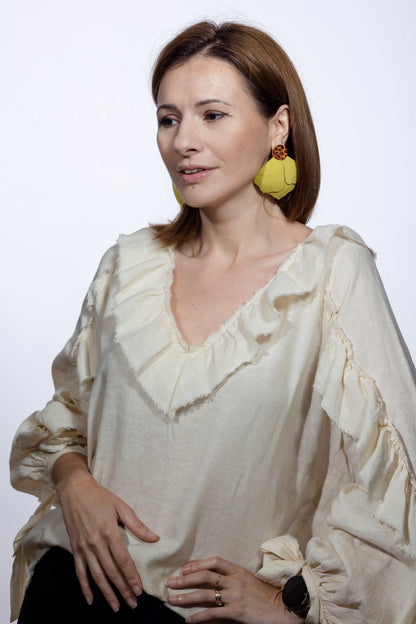 Cercei Aripi - Galben + Animal print