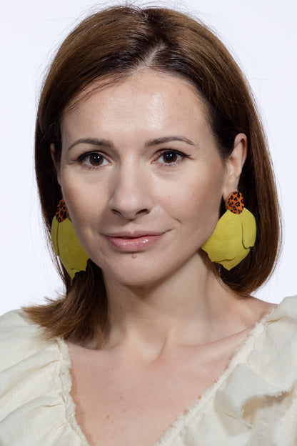 Cercei Aripi - Galben + Animal print