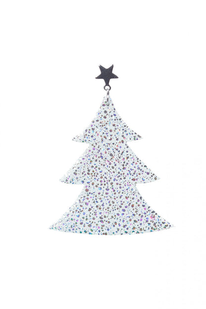 Cercei bradut - Argintiu cu sclipici