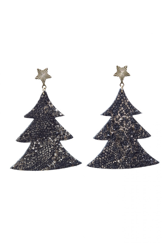 Cercei bradut - Glitter negru/auriu