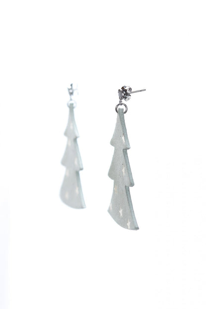 Cercei bradut - Argintiu cu stelute