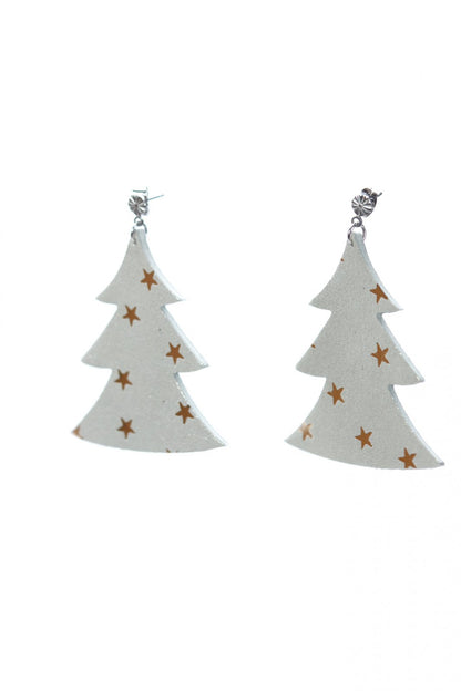 Cercei bradut - Argintiu cu stelute