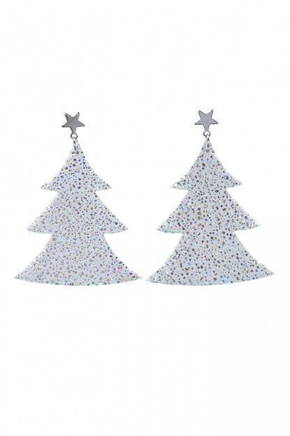 Cercei bradut - Argintiu cu sclipici