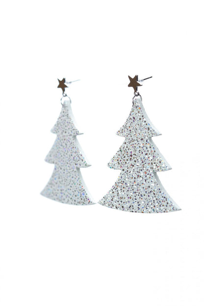 Cercei bradut - Argintiu cu sclipici