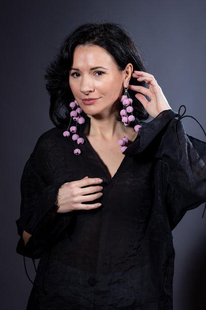 Cercei Cascada florala - Roz pal