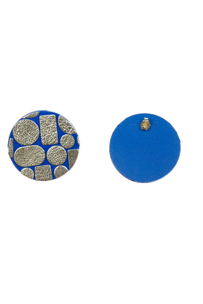 Cercei Cerc (3.5 cm) - Mozaic Auriu + Albastru