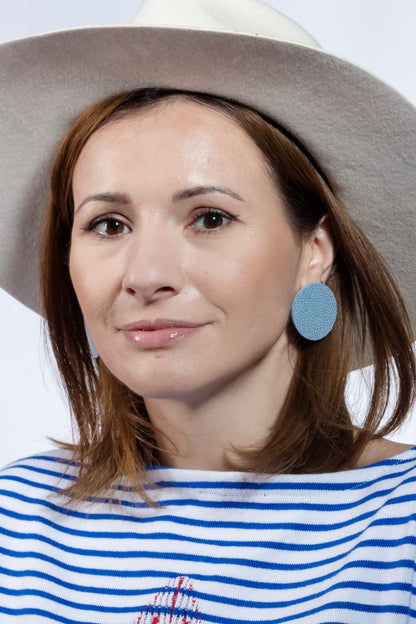 Cercei cerc (3 cm) - Albastru metalic