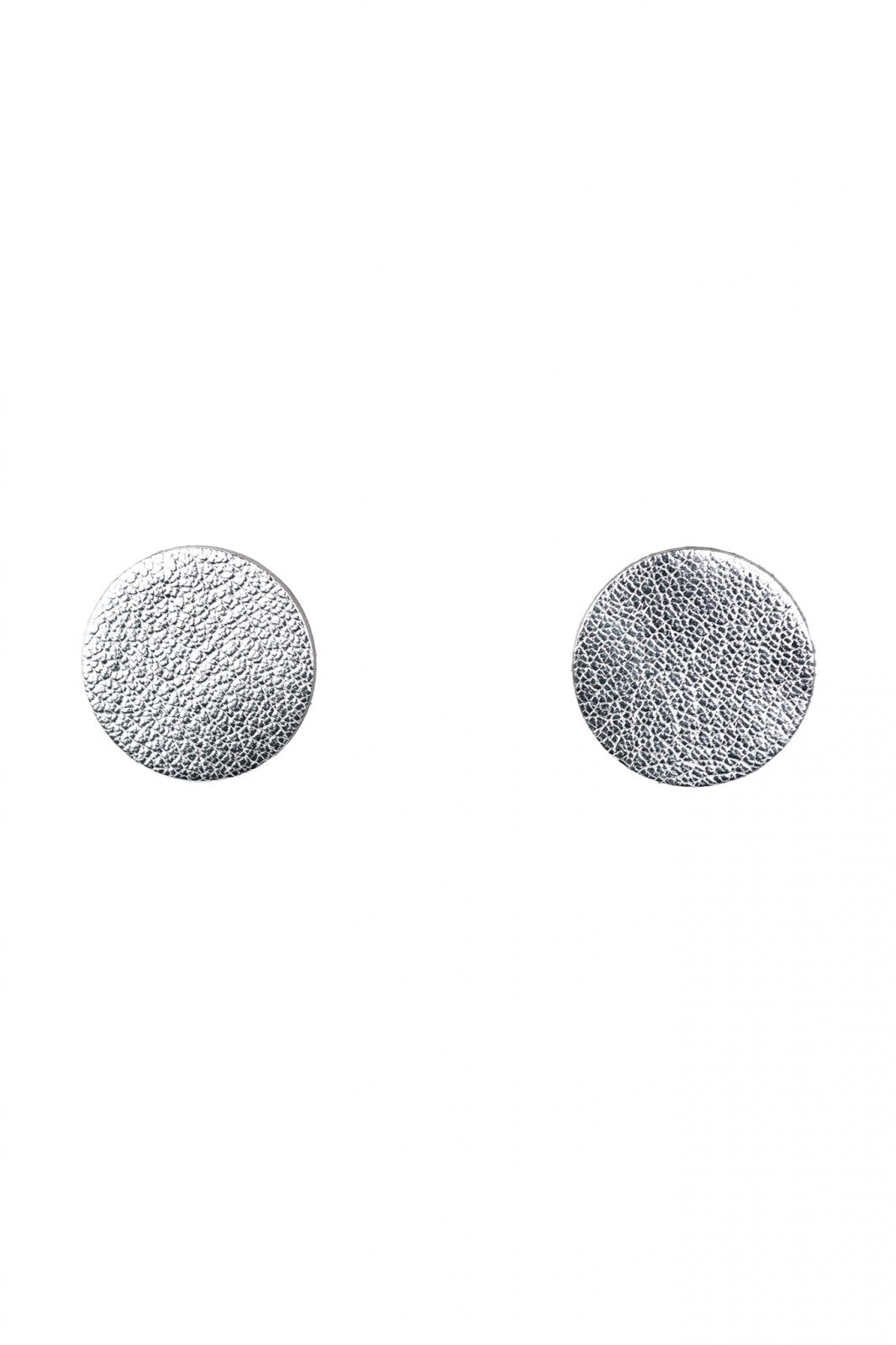 Cercei Cerc (3 cm) din piele italiană, argintiu, altă vedere