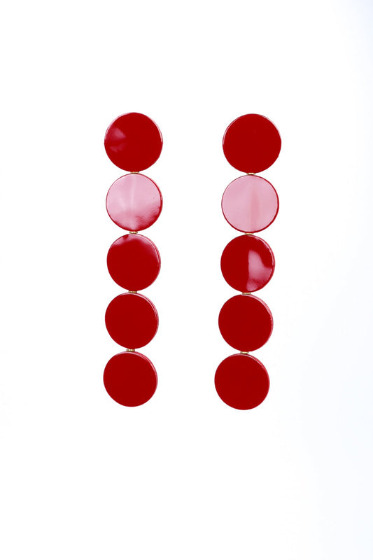 Hoop earrings - Lacquered red