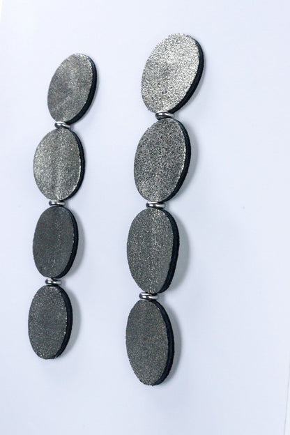 Cercei cercuri - Gri cu sclipici