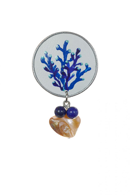 Cercei pictati manual - Coral albastru + Lapis Lazuli