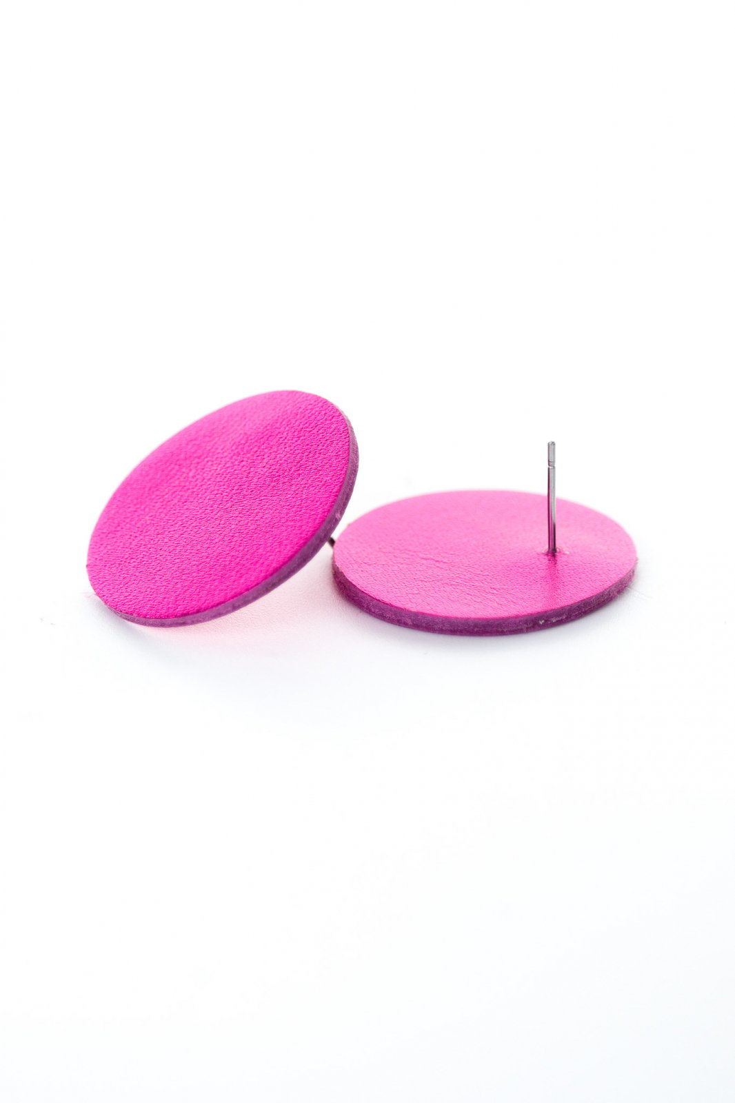 Cercei cerc(2,5cm) - Fuchsia metalic - Handmade - HAIArt România - Vedere detaliu 1