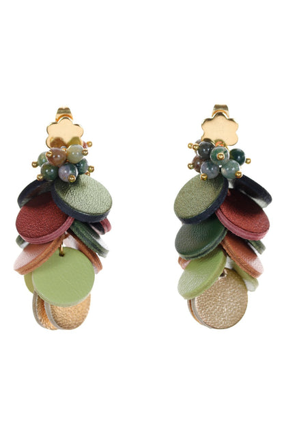 Cercei Cercuri in cascada - Verde + Maro