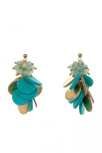 Cercei Cercuri in cascada - Turcoaz + Auriu