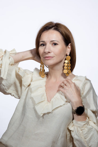 Cercei Confetti - Auriu metalic