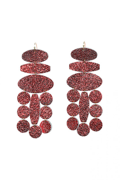 Cercei Confetti - Rosu cu sclipici