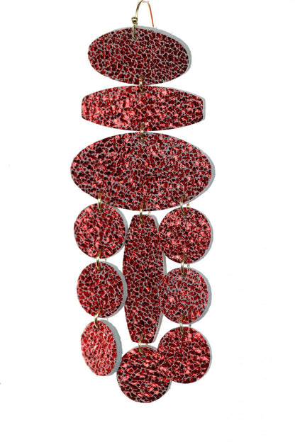 Cercei Confetti - Rosu cu sclipici