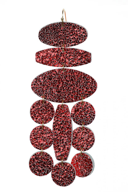 Cercei Confetti - Rosu cu sclipici