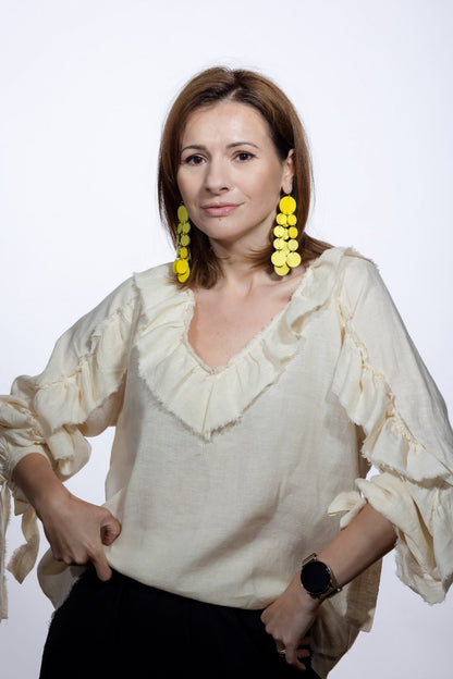 Cercei Confetti - Galben + Verde pal