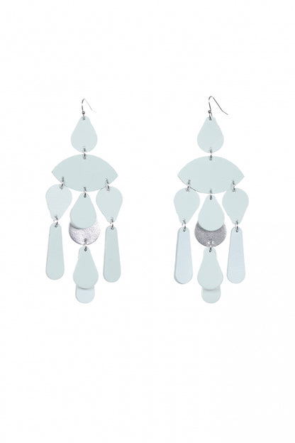 Cercei Confetti - Alb + Argintiu