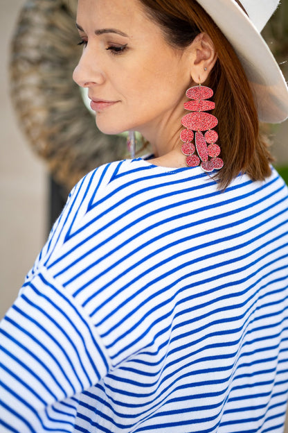 Cercei Confetti - Rosu cu sclipici