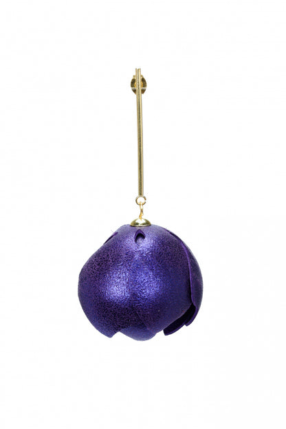 Cercei din piele mov sidefat