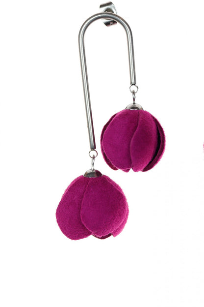 Cercei din piele - Mov