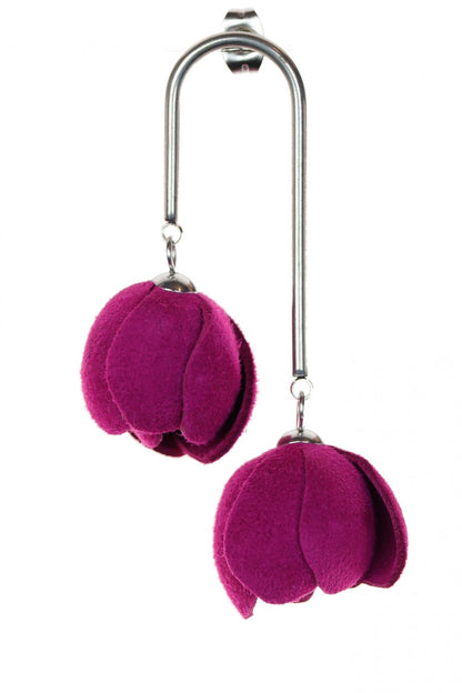 Cercei din piele - Mov