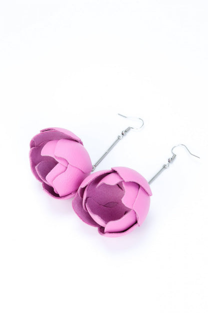 Cercei din piele - Roz-Lila