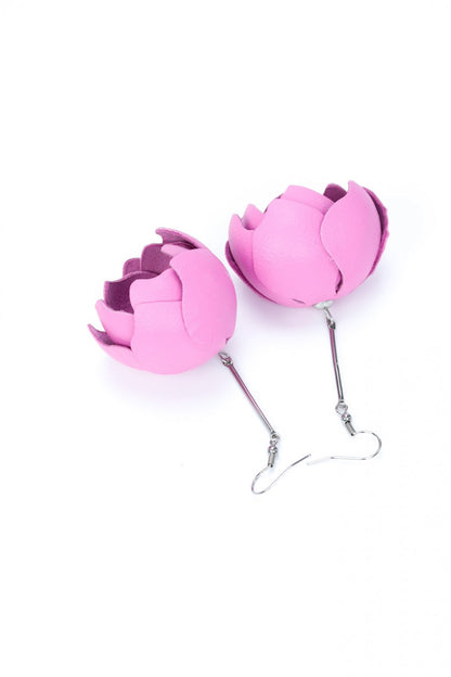 Cercei din piele - Roz-Lila