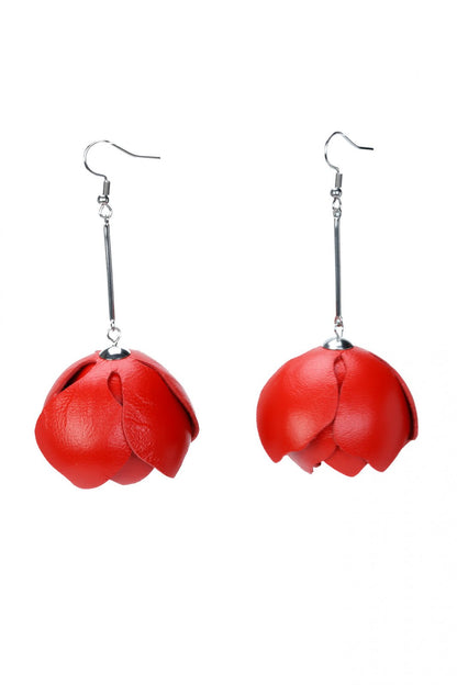 Cercei din piele - Rosu-Corai