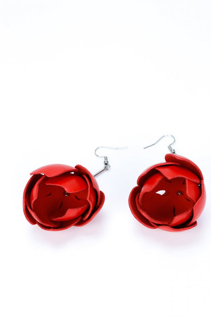 Cercei din piele - Rosu-Corai