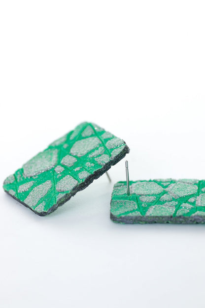 Cercei Dreptunghi - Verde texturat