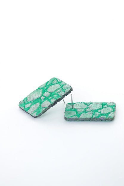 Cercei Dreptunghi - Verde texturat